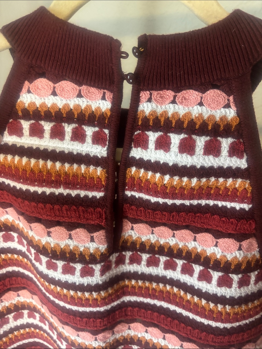 Sezane Burgundy Matching Set Multicolor Fair Isle Knit Sweater - Picture 7 of 9